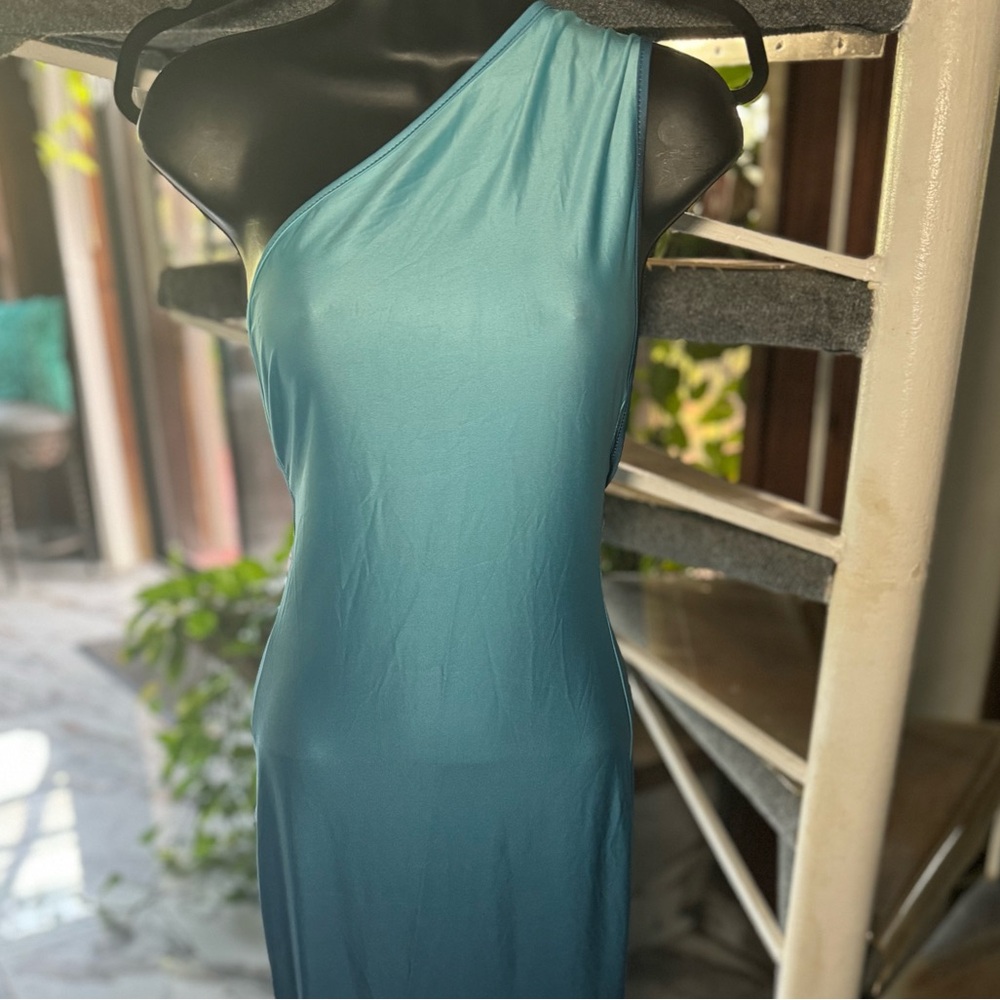 Elegant One-Shoulder Teal Dress